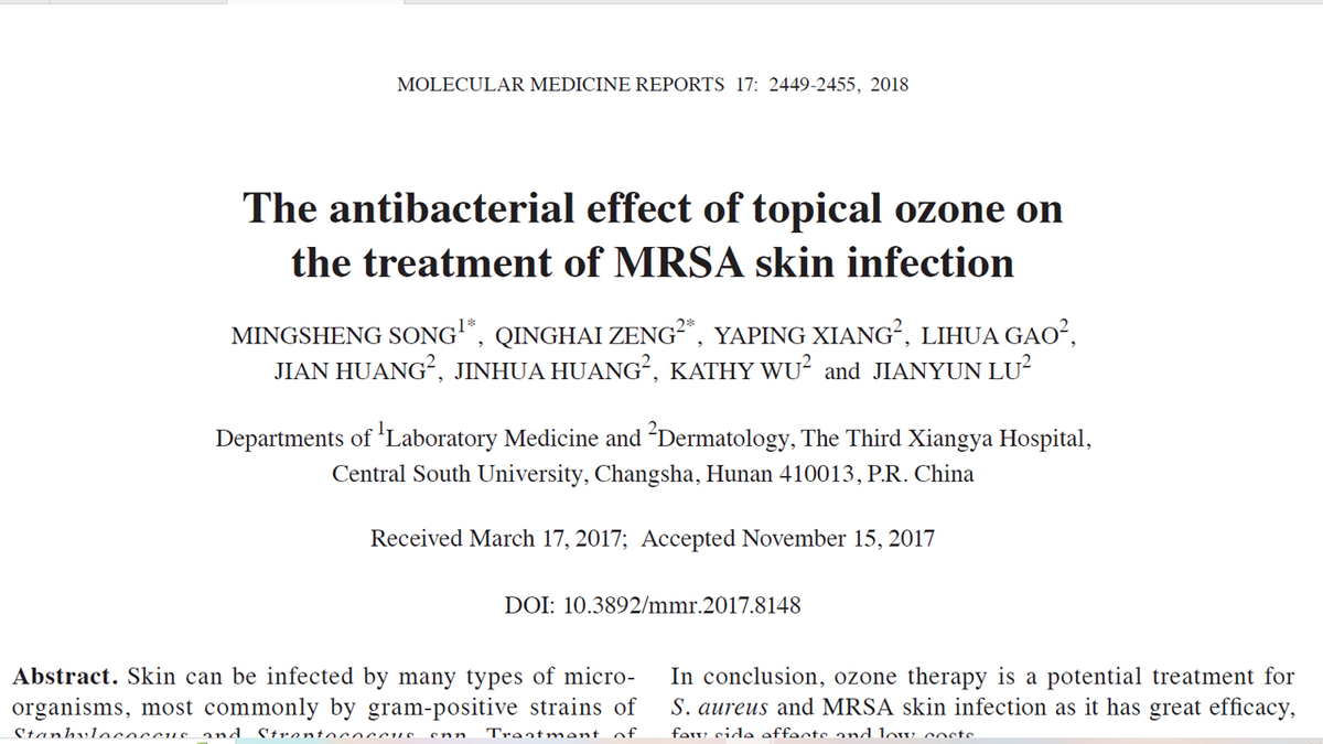 The antibacterial effect of topical ozone on the treatment of MRSA ski