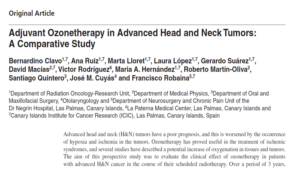 Adjuvant Ozonetherapy in Advanced Head and Neck Tumors: A Comparative Study