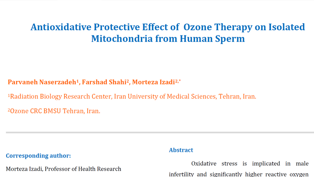 Antioxidative Protective Effect of Ozone Therapy on Isolated Mitochondria from Human Sperm