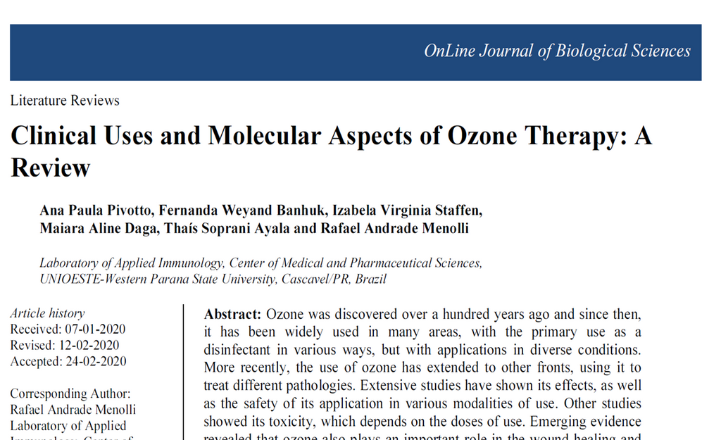 Clinical Uses and Molecular Aspects of Ozone Therapy: