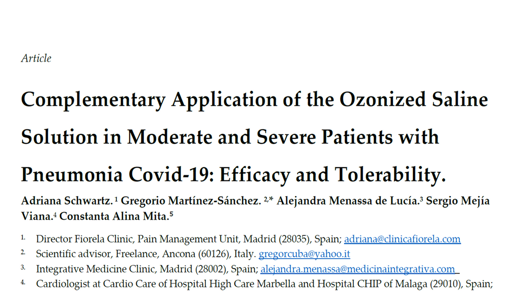 Complementary Application of the Ozonized Saline Solution in Moderate and Severe Patients with Pneumonia Covid-19: Efficacy and Tolerability