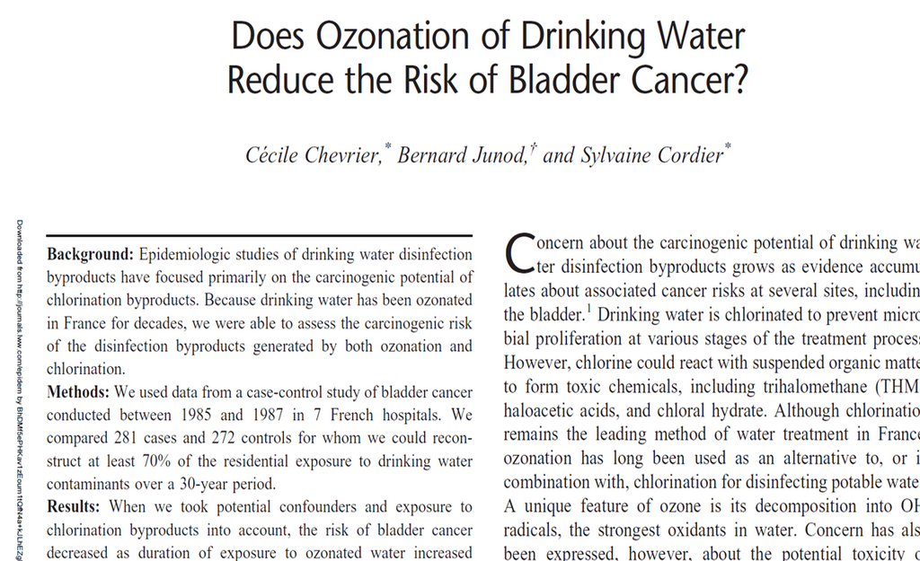 Does Ozonation of Drinking Water Reduce the Risk of Bladder Cancer?