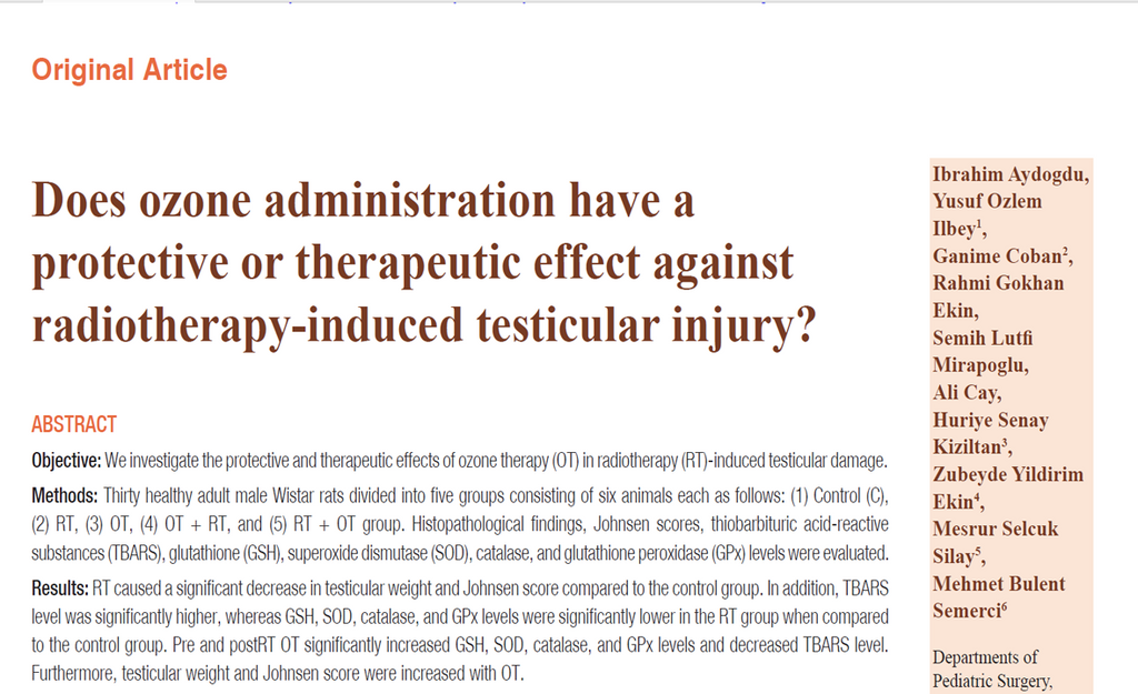 Does ozone administration have a protective or therapeutic effect against radiotherapy‑induced testicular injury?