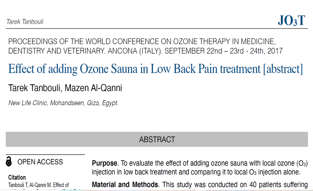 Effect of adding Ozone Sauna in Low Back Pain treatment