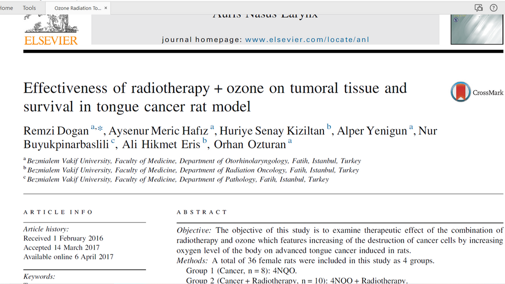 Effectiveness of radiotherapy + ozone on tumoral tissue and survival in tongue cancer rat model