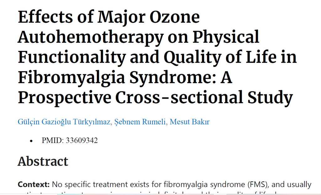 Effects of Major Ozone Autohemotherapy on Physical Functionality and Quality of Life in Fibromyalgia Syndrome