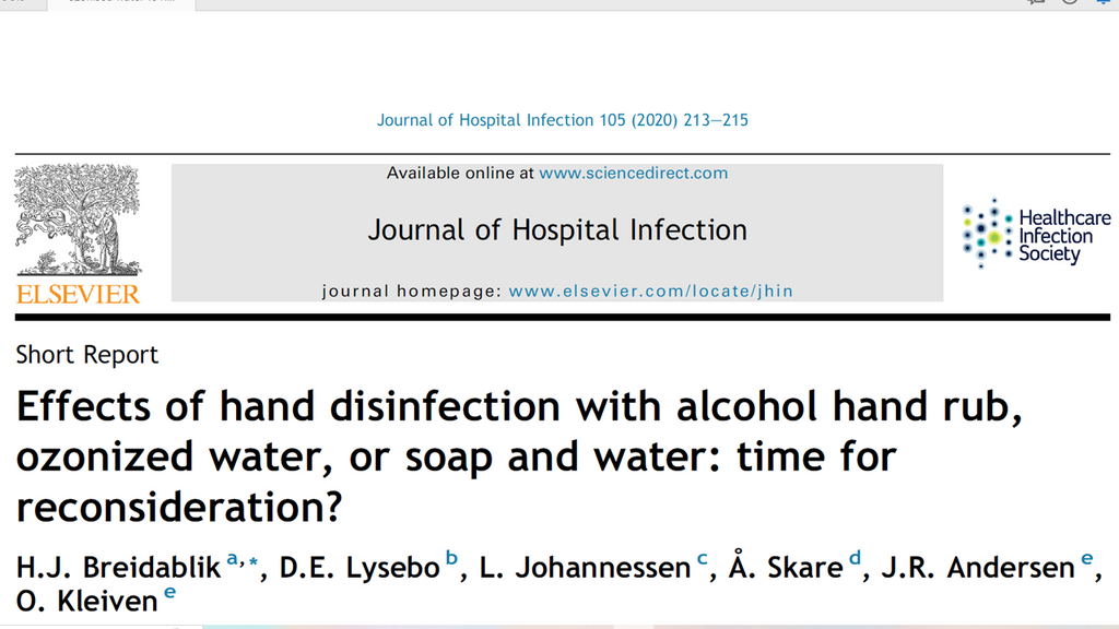 Effects of hand disinfection with alcohol hand rub, ozonized water, or soap and water: