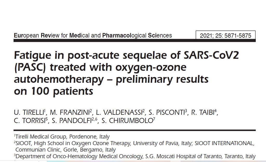 Fatigue in post-acute sequelae (long covid) of SARS-CoV2 treated with oxygen-ozone autohemotherapy
