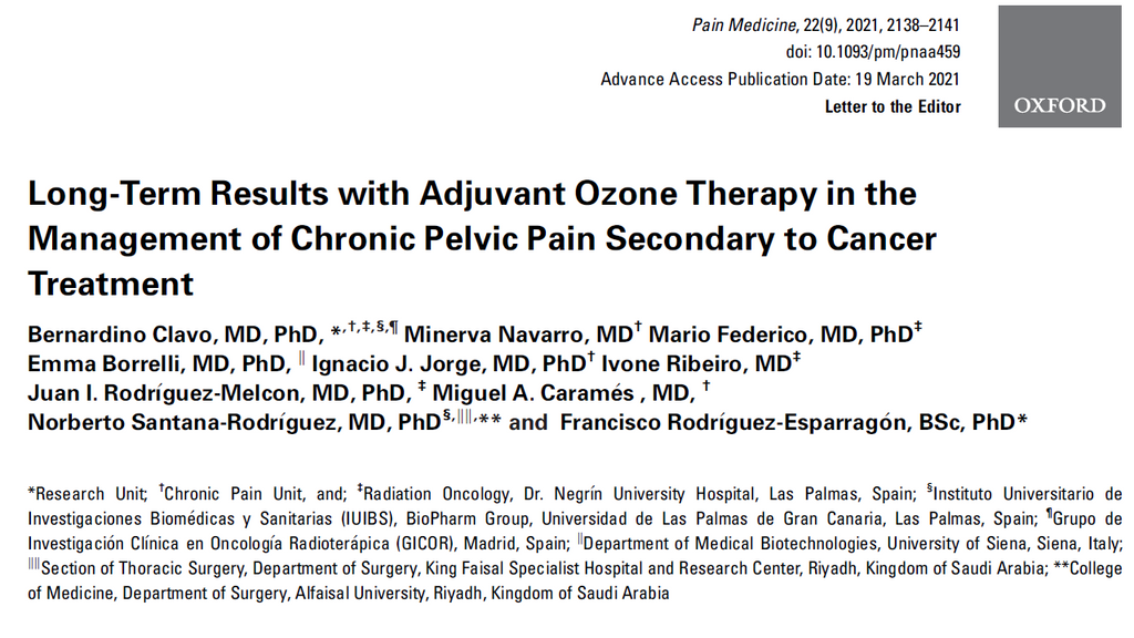Long-Term Results with Adjuvant Ozone Therapy in the Management of Chronic Pelvic Pain Secondary to Cancer Treatment