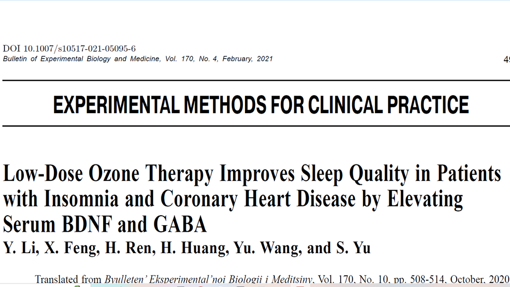 Low-Dose Ozone Therapy Improves Sleep Quality in Patients with Insomnia and Coronary Heart Disease