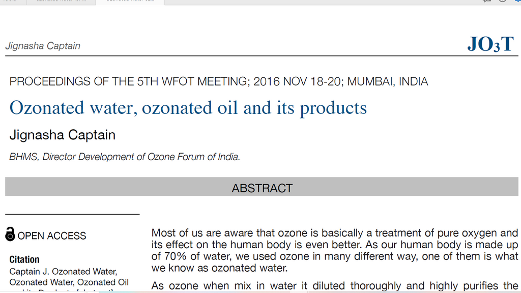 Ozonated water, ozonated oil and its products