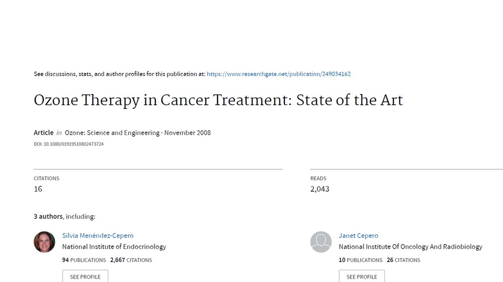 Ozone Therapy In Cancer treatment State of the Art