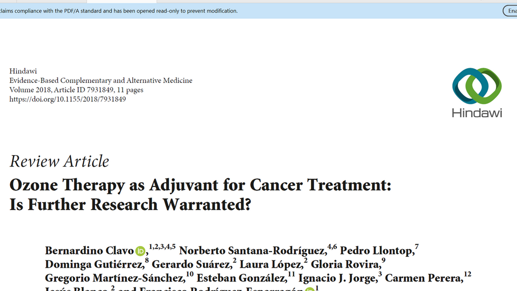 Ozone Therapy as Adjuvant for Cancer Treatment: Is Further Research Warranted?