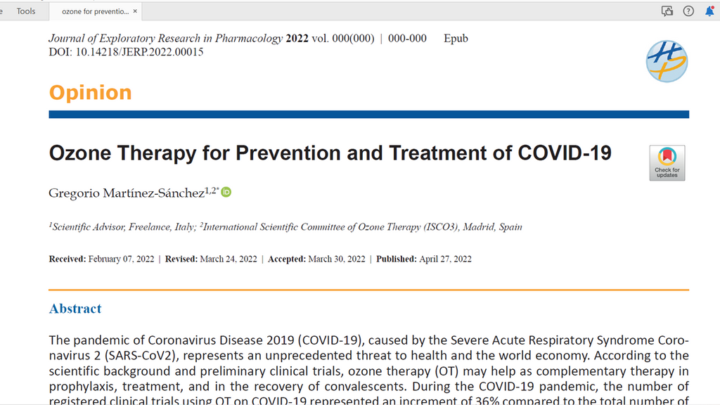 Ozone Therapy for Prevention and Treatment of COVID-19