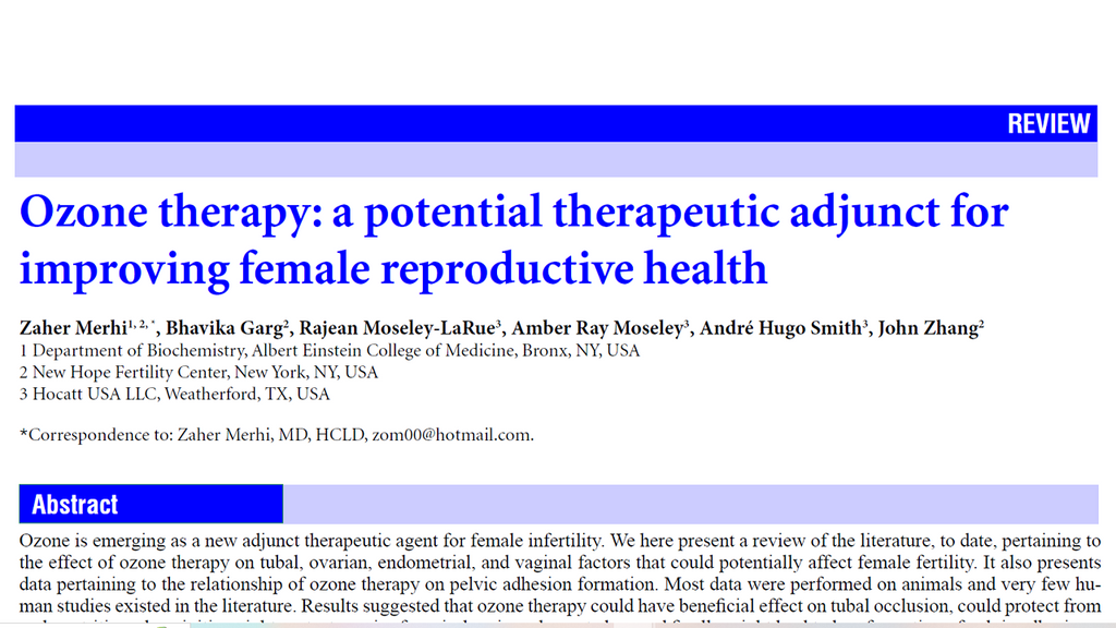 Ozone therapy: a potential therapeutic adjunct for improving female reproductive health
