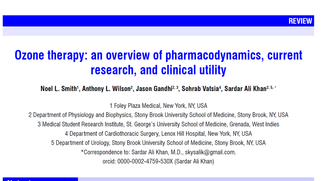 Ozone therapy: an overview of pharmacodynamics, current research, and clinical utility