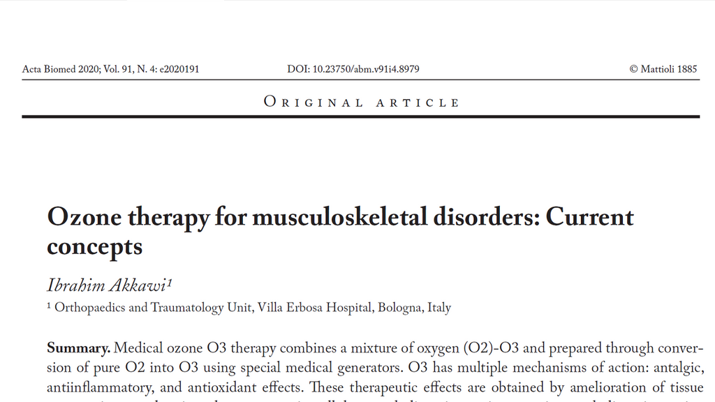 Ozone therapy for musculoskeletal disorders: Current concepts
