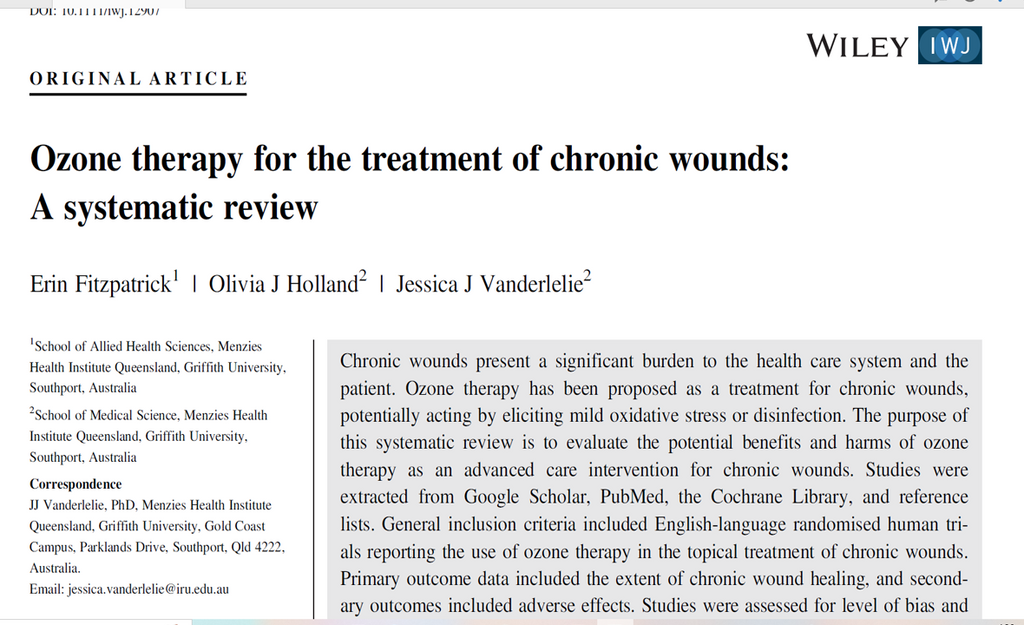 Ozone therapy for the treatment of chronic wounds: