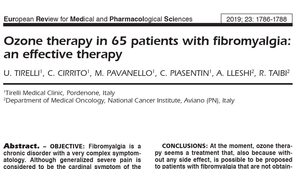Ozone therapy in 65 patients with fibromyalgia: an effective therapy