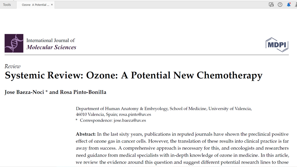 Systemic Review: Ozone: A Potential New Chemotherapy