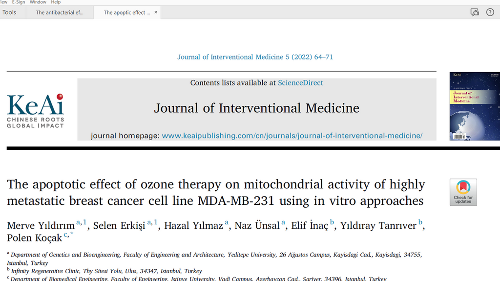 The apoptotic effect of ozone therapy on mitochondrial activity of highly metastatic breast cancer cell line MDA-MB-231 using in vitro approaches