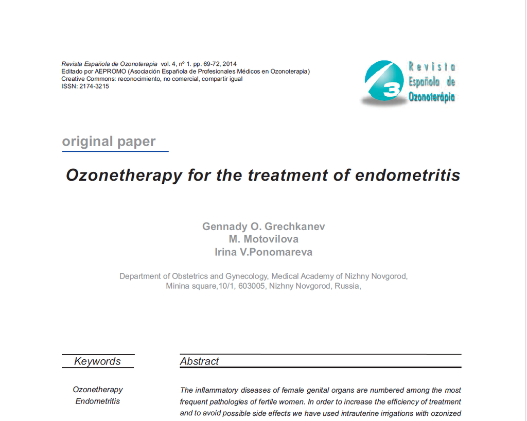 Ozone in the Treatment of Endomitritis