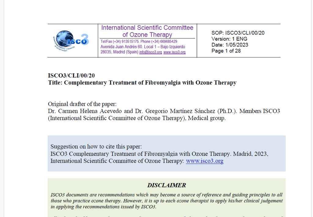 Fibromyalgia treatments with ozone therapy from isoco3