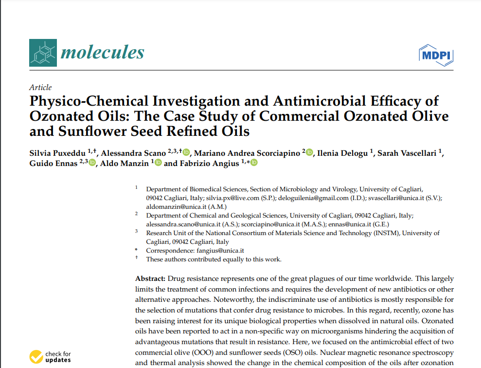 Physico-Chemical Investigation and Antimicrobial Efficacy of Ozonated Oils: The Case Study of Commercial Ozonated Olive and Sunflower Seed Refined Oils