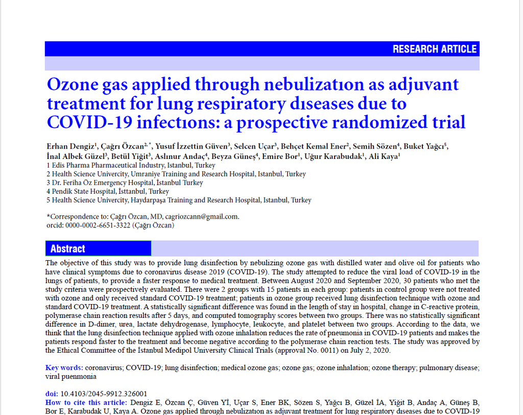 Ozone Gas Through Nebulisation with Olive Oil as Treatment for Covid-19 Lung Disease