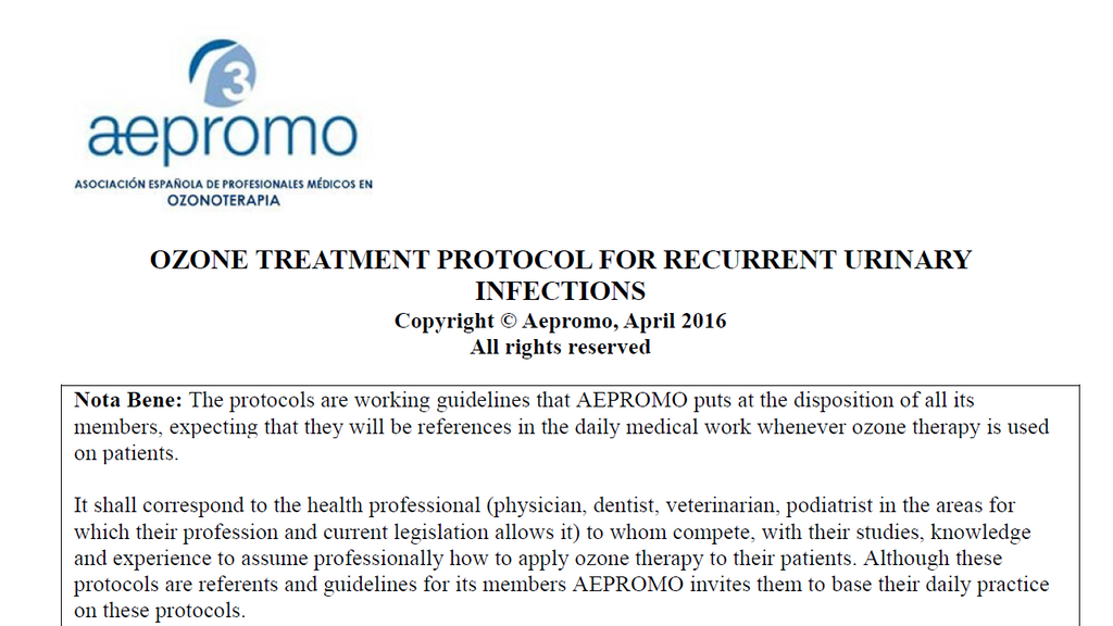 Ozone Treatment Protocol for Recurrent Urinary Infections