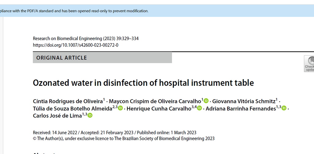 Ozonated Water for Disinfecting Hospital Instruments