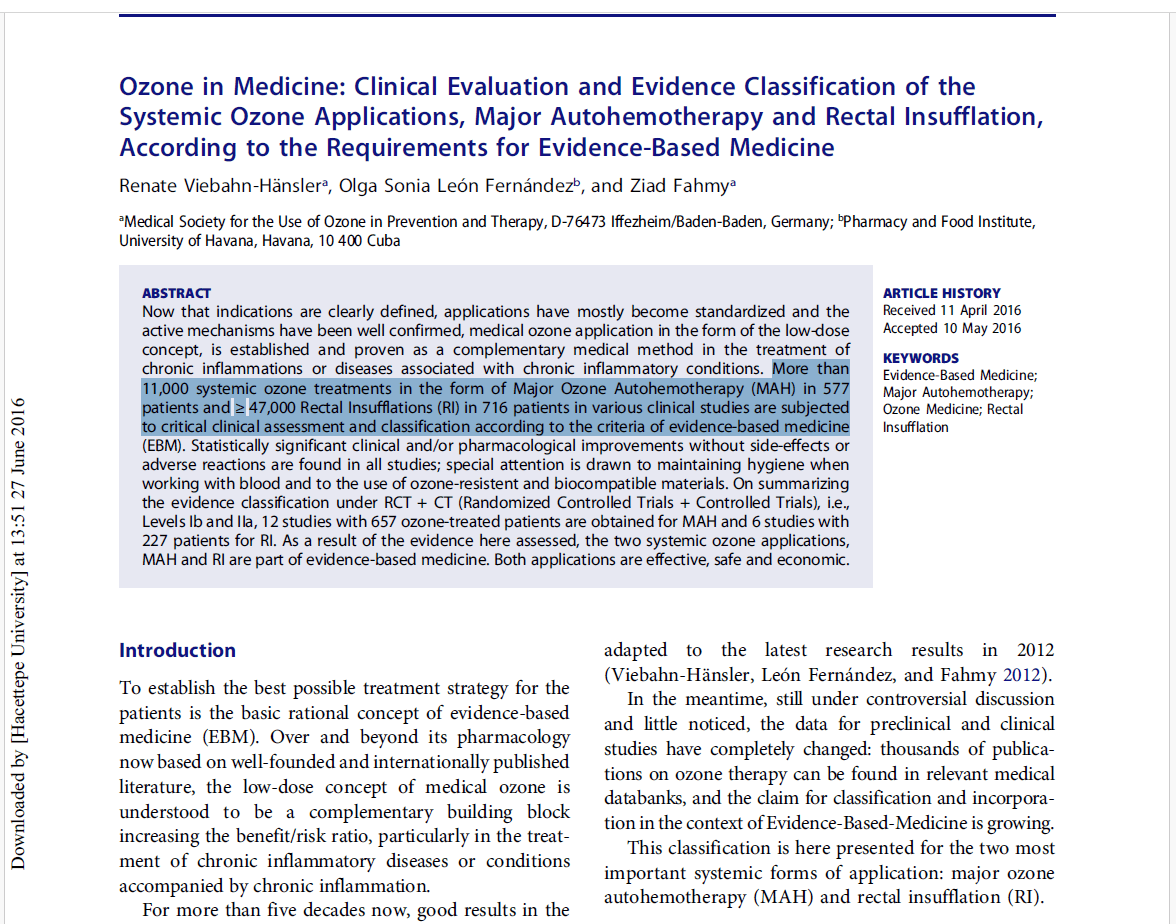 Rectal insufflation vs Major Autohemotherapy a Comparitive Review ...