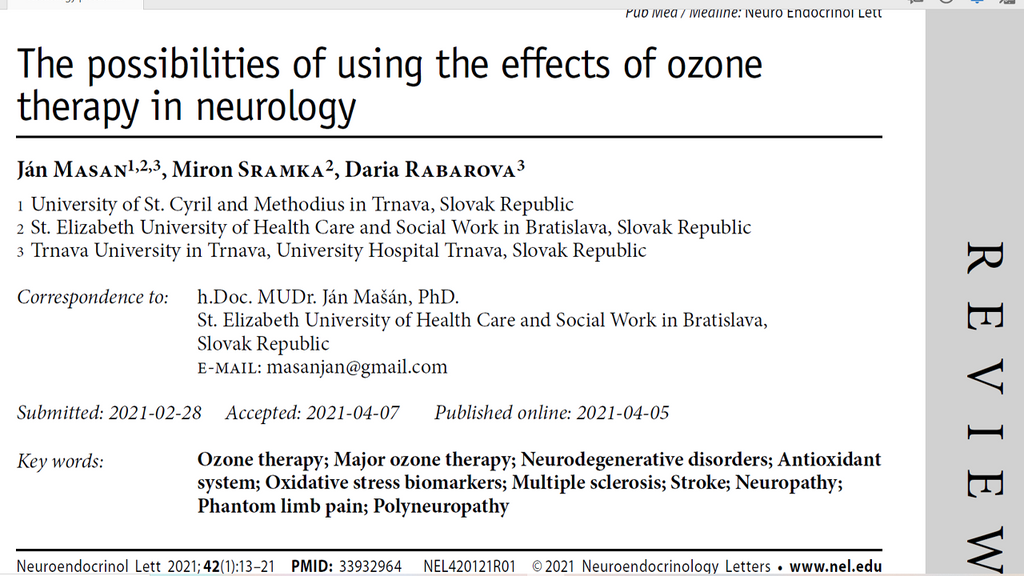 the possibilities of using the effects of ozone therapy in neurology